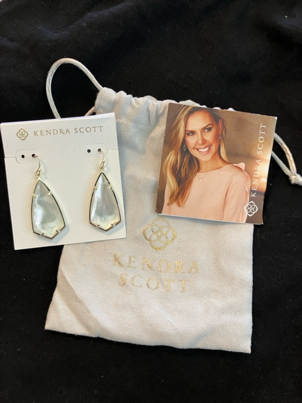 Kendra Scott White and Gold Teardrop Earrings